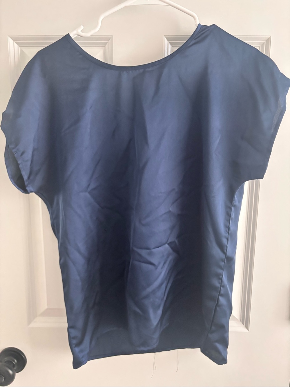 Classic Navy Short-Sleeve Women's Top Blouse Small